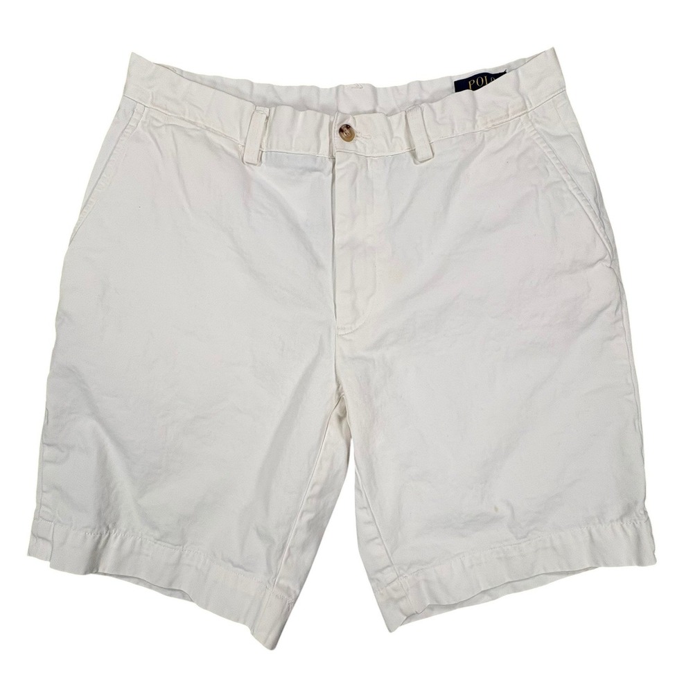 Polo Ralph‎ Lauren Chino Shorts Mens 32x9 White Cotton Classic Fit Preppy